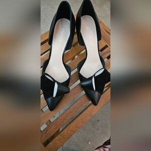 Nine West Black Leather And Suede Heels